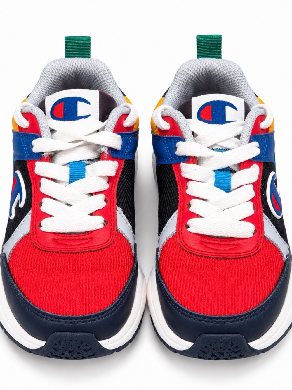 Champion Kids Red, Blue and Green Colorblock Lace-Up Sneakers